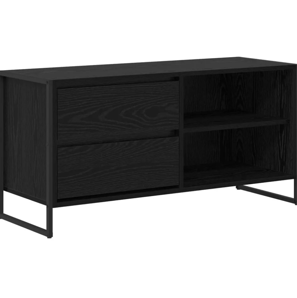 vidaXL TV-kast met lade Zwart Eiken 100 x 36 x 49,5 cm Bewerkt hout