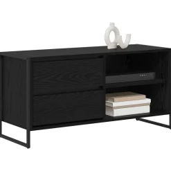 vidaXL TV-kast met lade Zwart Eiken 100 x 36 x 49,5 cm Bewerkt hout