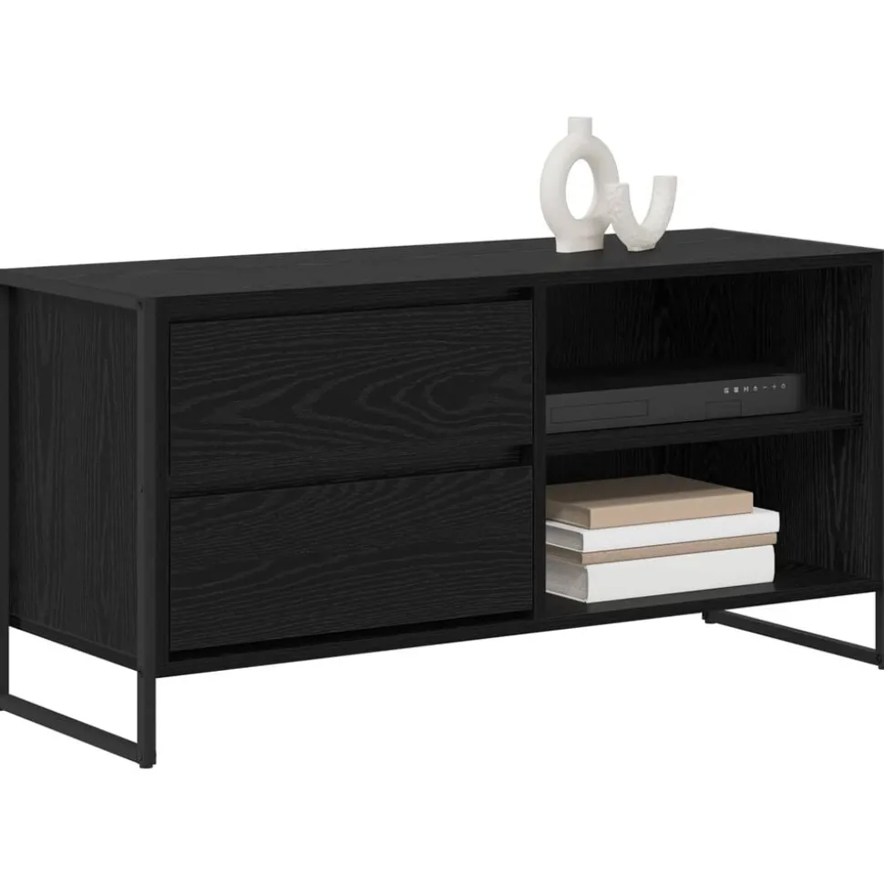 vidaXL TV-kast met lade Zwart Eiken 100 x 36 x 49,5 cm Bewerkt hout