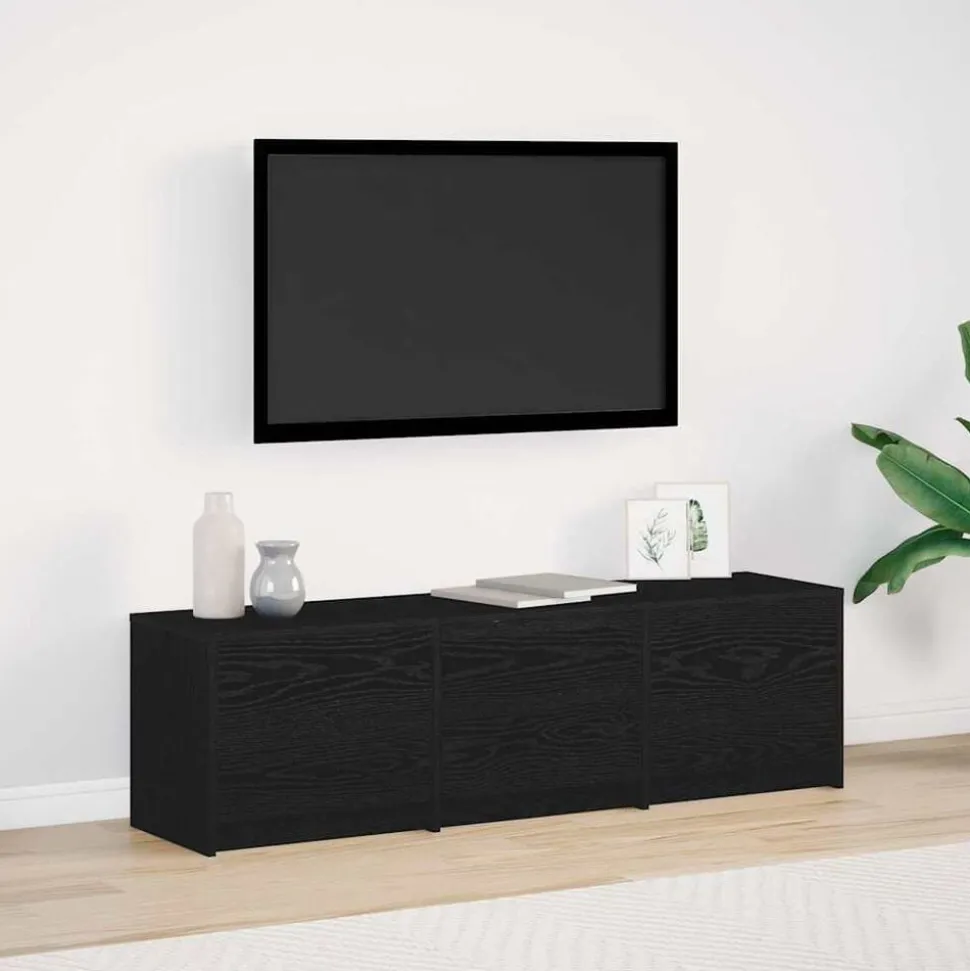 vidaXL TV-kast met LED Zwarte Eik 140 x 34 x 40 cm Geconstrueerd hout