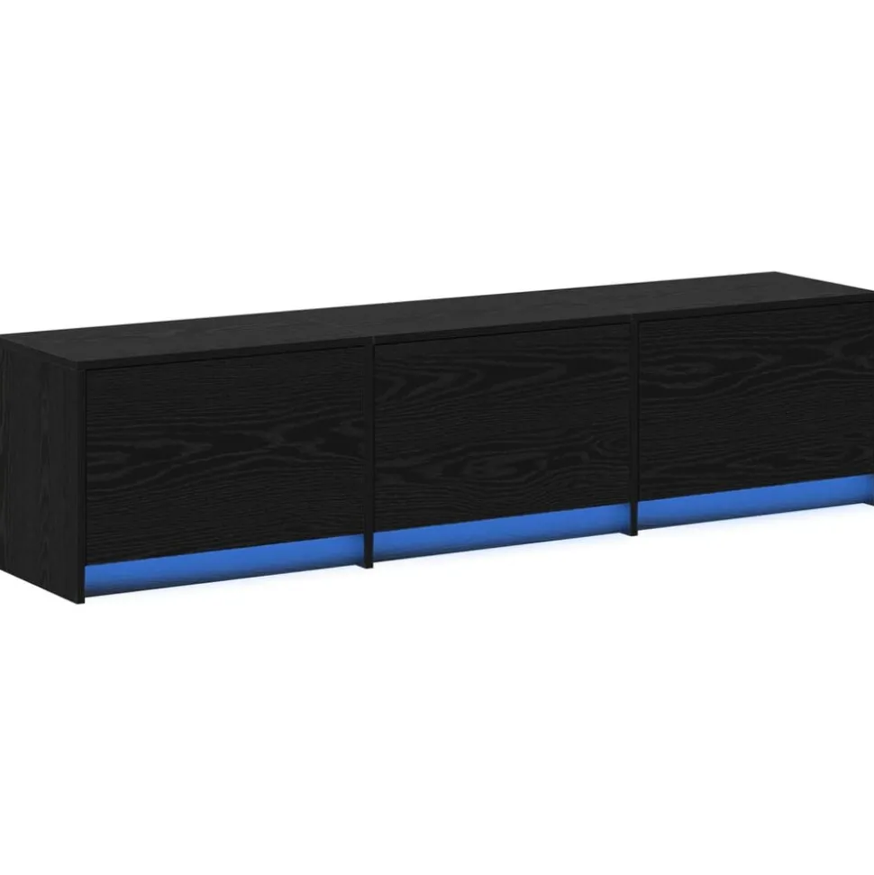 vidaXL TV-kast met LED Zwart Eiken 165 x 34 x 40 cm Bewerkt hout
