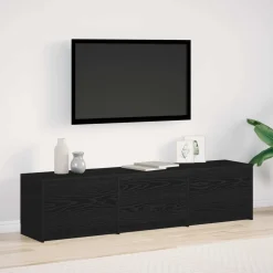 vidaXL TV-kast met LED Zwart Eiken 165 x 34 x 40 cm Bewerkt hout