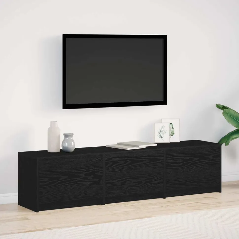 vidaXL TV-kast met LED Zwart Eiken 165 x 34 x 40 cm Bewerkt hout