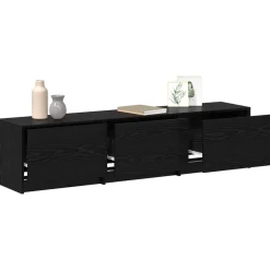 vidaXL TV-kast met LED Zwart Eiken 165 x 34 x 40 cm Bewerkt hout
