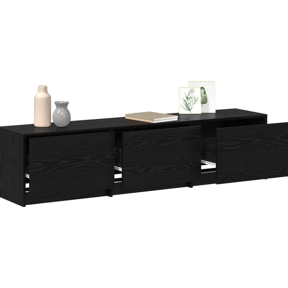 vidaXL TV-kast met LED Zwart Eiken 165 x 34 x 40 cm Bewerkt hout