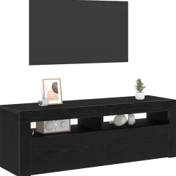 vidaXL TV-kast met LED Zwart Eiken 120 x 35 x 40 cm Bewerkt hout