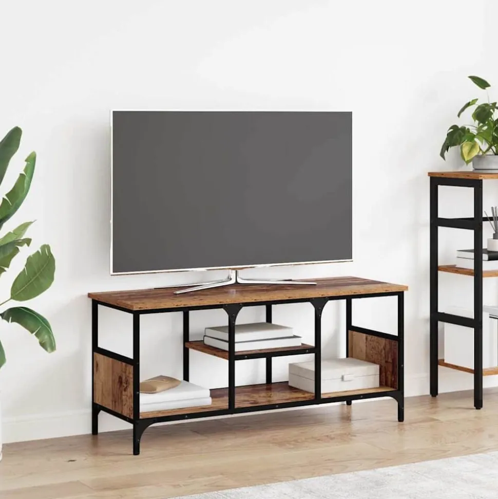 vidaXL TV-kast Oud Hout 100 x 35 x 45 cm Gemonteerd hout en ijzer