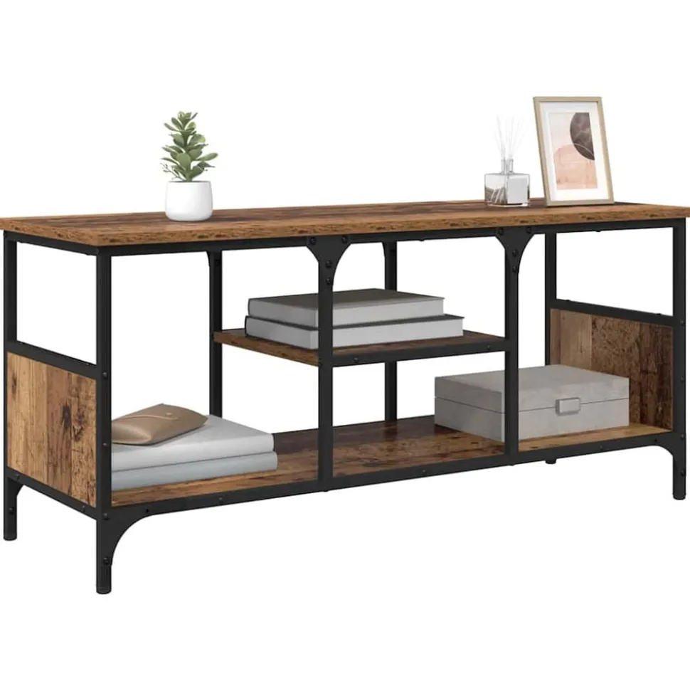 vidaXL TV-kast Oud Hout 100 x 35 x 45 cm Gemonteerd hout en ijzer