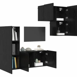 vidaXL TV-kast Wandgemonteerd 4 pcs Zwart Eiken Bewerkt hout