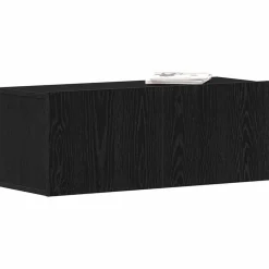 vidaXL TV-kast Wandgemonteerd Zwart Eiken 80 x 30 x 30 cm Bewerkt hout