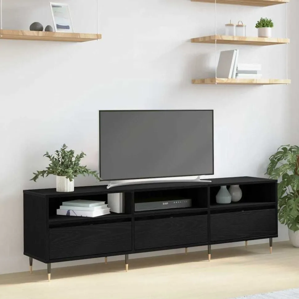 vidaXL TV-kast Zwart Eiken 150 x 30 x 45 cm Bewerkt hout