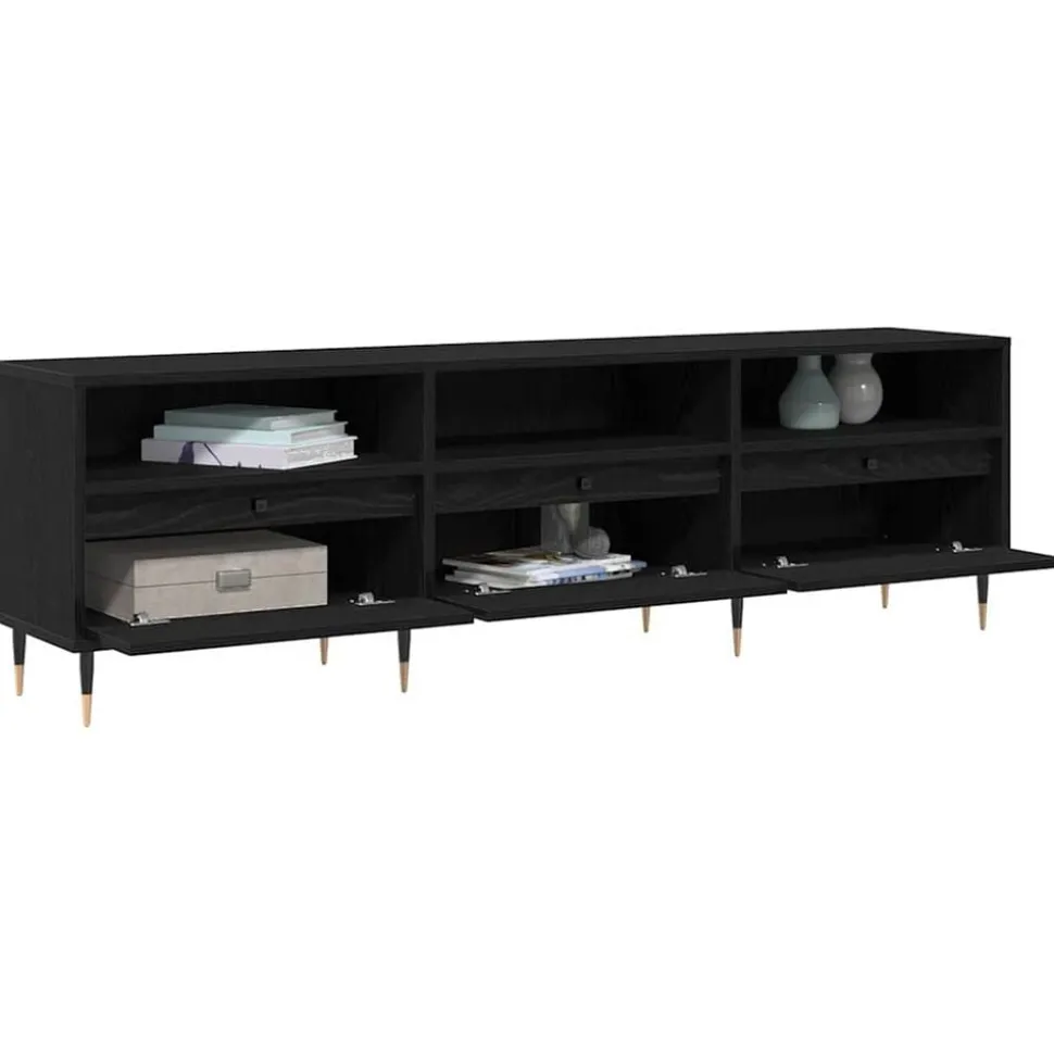 vidaXL TV-kast Zwart Eiken 150 x 30 x 45 cm Bewerkt hout