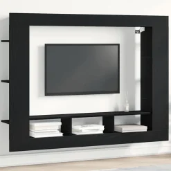 vidaXL TV-kast Zwart eiken 152 x 22 x 113 cm Bewerkt hout