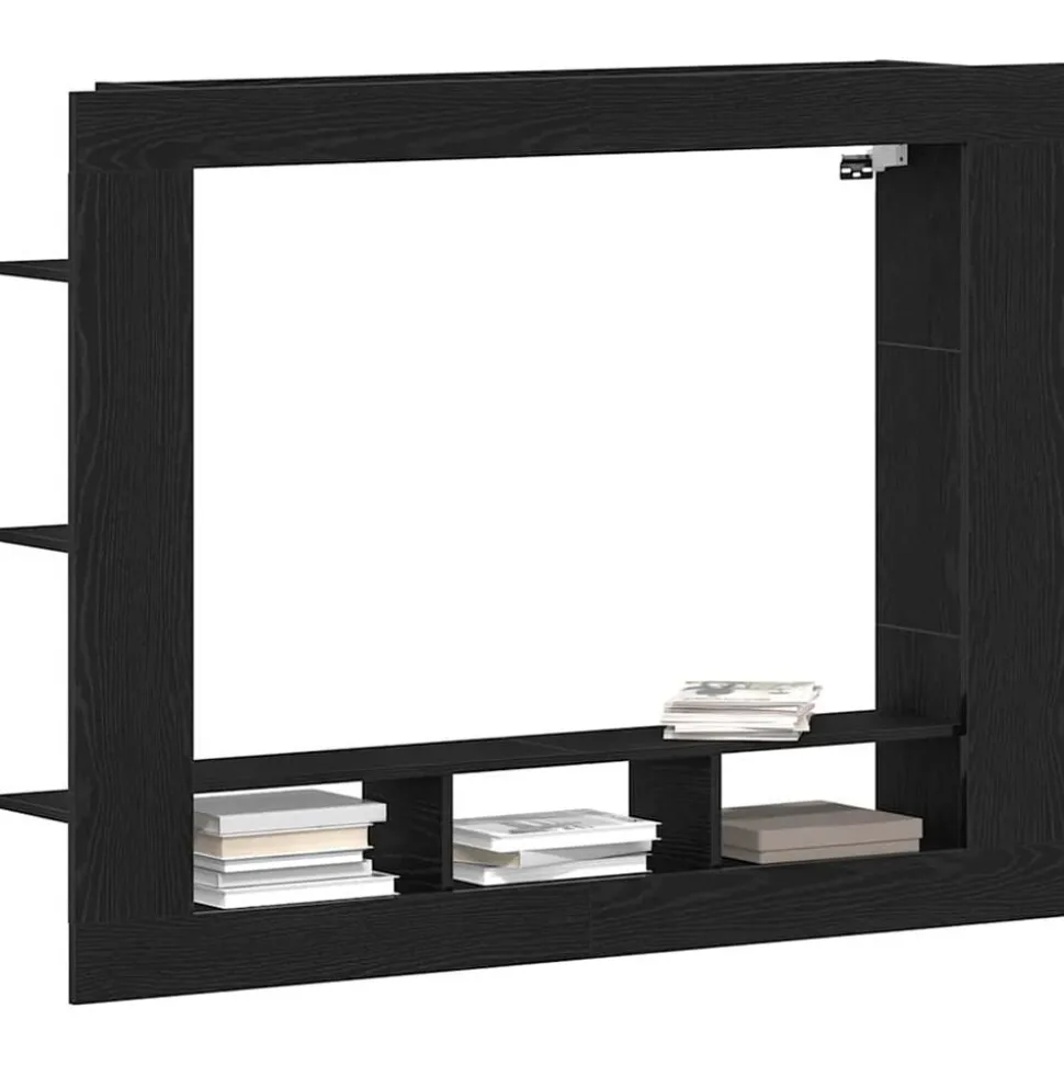 vidaXL TV-kast Zwart eiken 152 x 22 x 113 cm Bewerkt hout