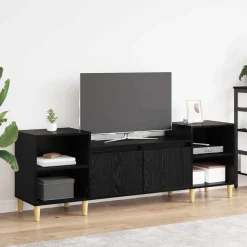 vidaXL TV-kast Zwart Eiken 160 x 35 x 55 cm Bewerkt hout