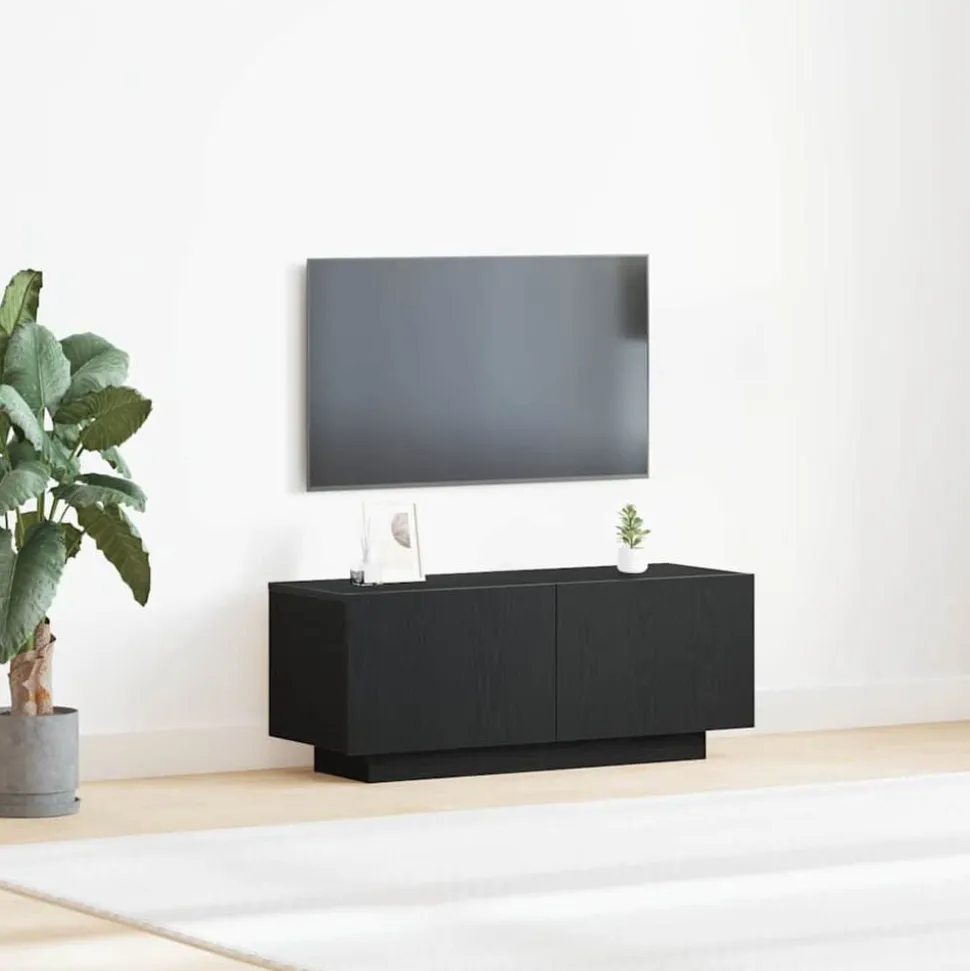 vidaXL TV-kast Zwart Eiken 100 x 35 x 40 cm Bewerkt hout