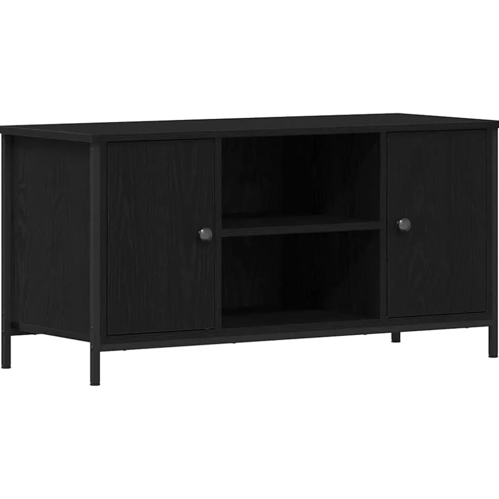 vidaXL TV-kast Zwart eiken 100 x 40 x 50 cm Bewerkt hout