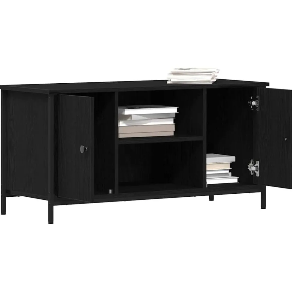 vidaXL TV-kast Zwart eiken 100 x 40 x 50 cm Bewerkt hout