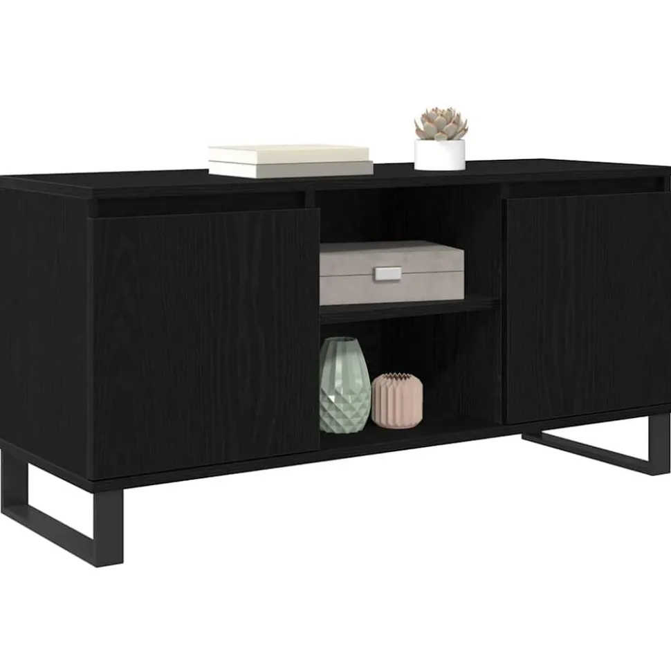 vidaXL TV-kast Zwart Eiken 104 x 35 x 50 cm Bewerkt hout