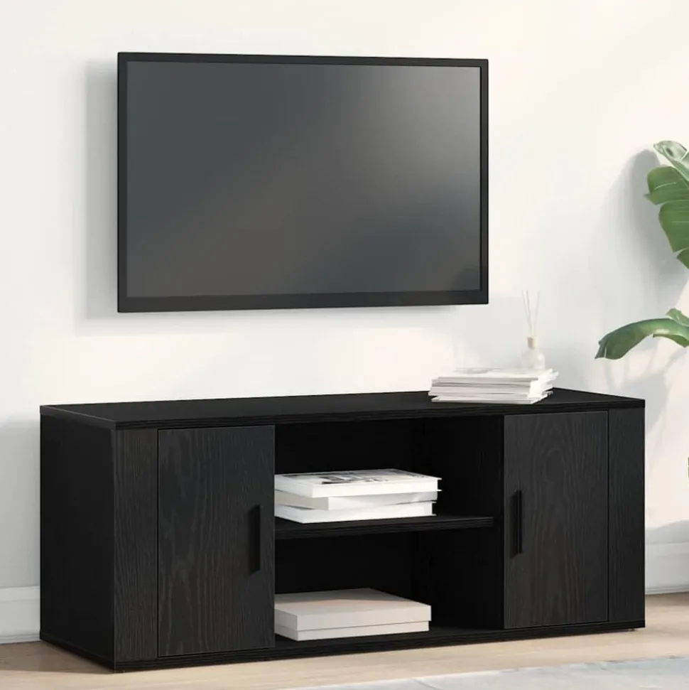 vidaXL TV-kast Zwart eiken 100 x 35 x 40 cm Bewerkt hout