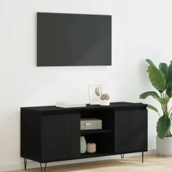 vidaXL TV-kast Zwart Eiken 104 x 35 x 50 cm Bewerkt hout