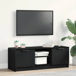 vidaXL TV-kast Zwart Eiken 102 x 32 x 35.5 cm Bewerkt hout