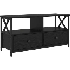 vidaXL TV-kast Zwart Eiken 90 x 33 x 45 cm Engineered hout en staal