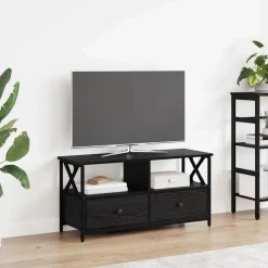 vidaXL TV-kast Zwart Eiken 90 x 33 x 45 cm Engineered hout en staal