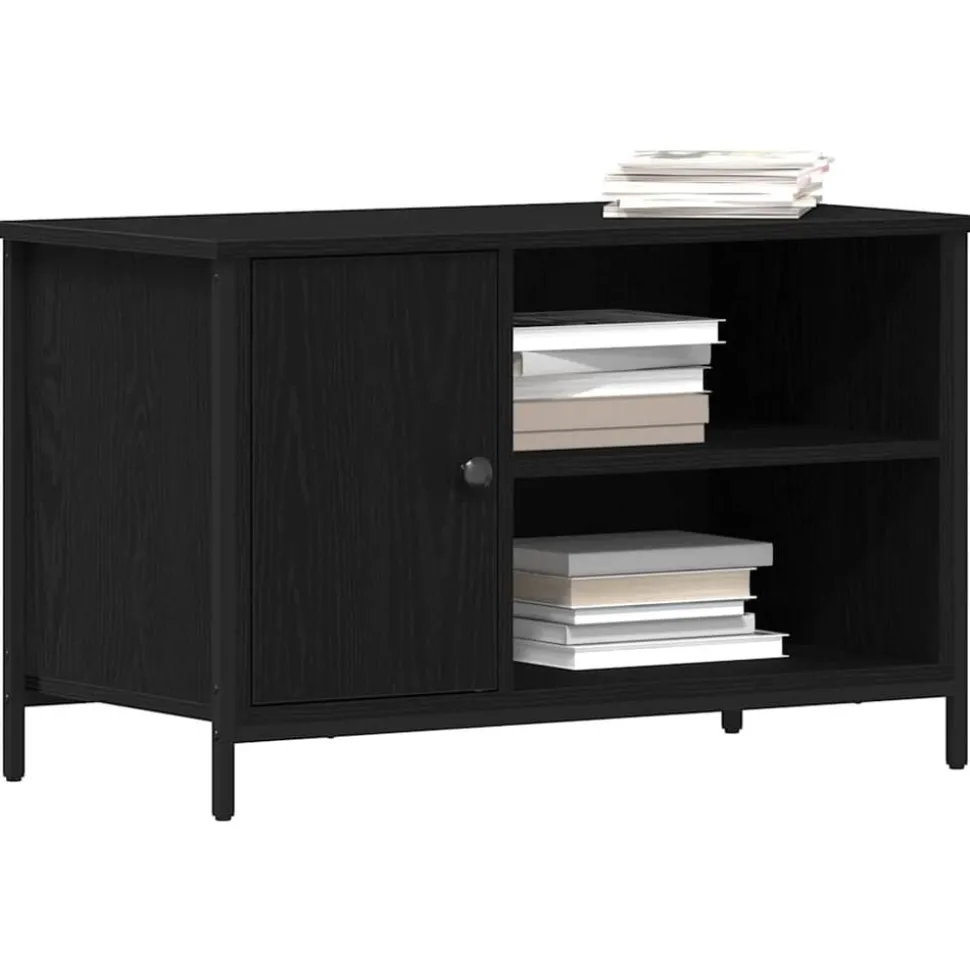 vidaXL TV-kast Zwart eiken 80 x 40 x 50 cm Bewerkt hout