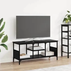 vidaXL TV-kast Zwart Eiken 100 x 35 x 45 cm Gemonteerd hout en ijzer