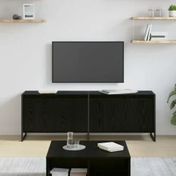vidaXL TV-kast Zwart Eiken 140 x 36 x 49.5 cm Bewerkt hout