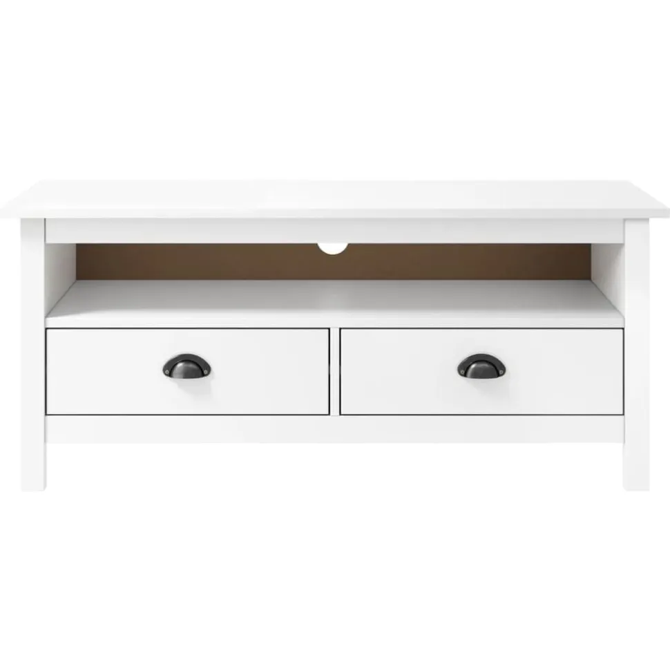 vidaXL Tv-meubel Hill 110x40x47 cm massief grenenhout wit