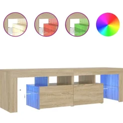 vidaXL Tv-meubel LED-verlichting 140x36,5x40 cm sonoma eikenkleurig
