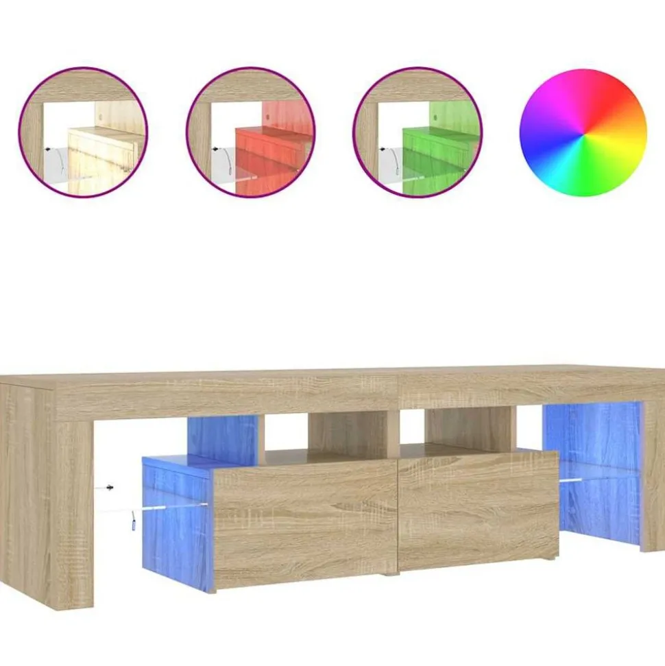 vidaXL Tv-meubel LED-verlichting 140x36,5x40 cm sonoma eikenkleurig