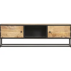 vidaXL Tv-meubel met bewerkte deur 130x30x40 cm ruw mangohout