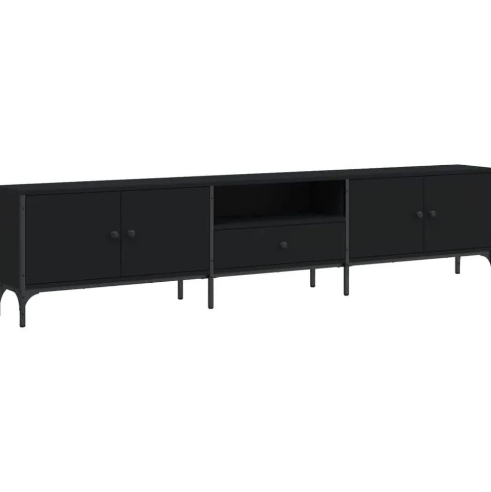 vidaXL Tv-meubel met lade 200x25x44 cm bewerkt hout zwart