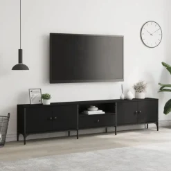 vidaXL Tv-meubel met lade 200x25x44 cm bewerkt hout zwart