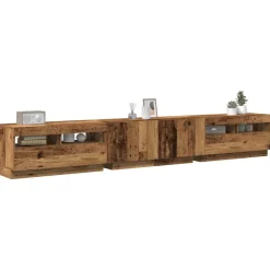 vidaXL Tv-meubel met LED 260x35x40 cm bewerkt hout oud hout
