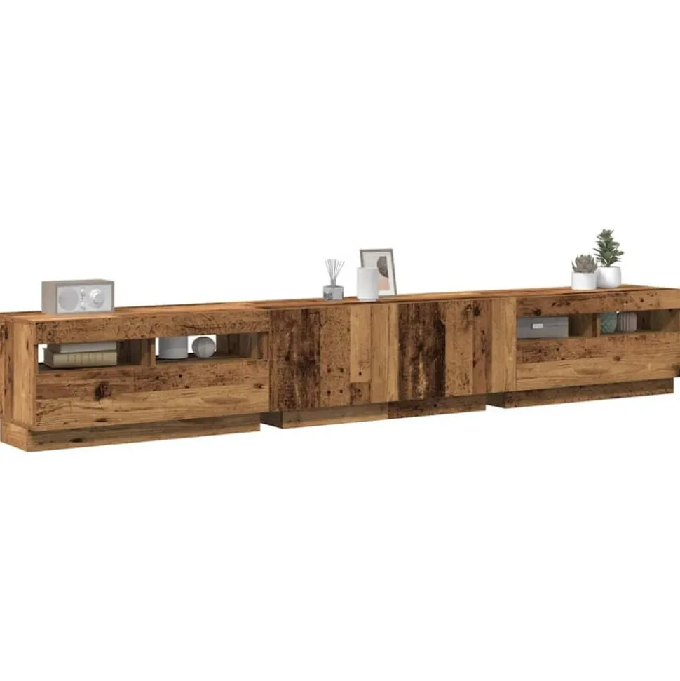vidaXL Tv-meubel met LED 260x35x40 cm bewerkt hout oud hout