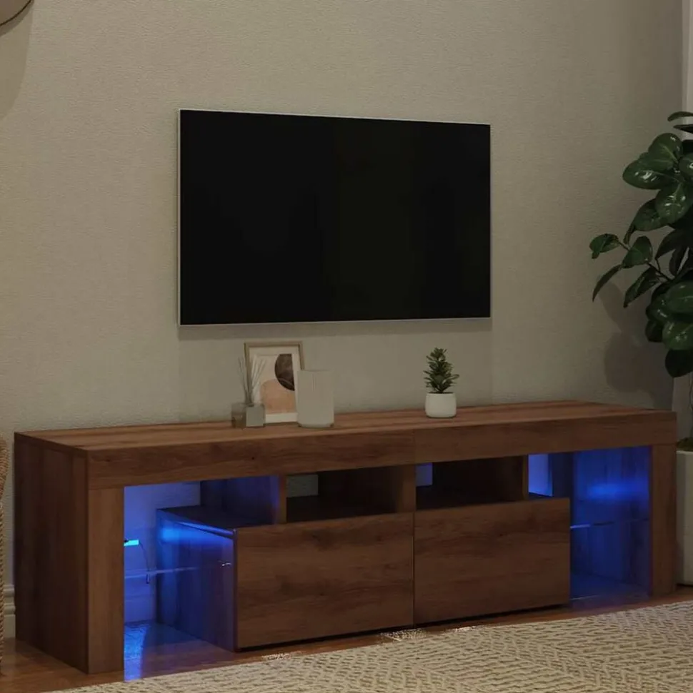 vidaXL Tv-meubel met LED 140x36,5x40 cm bewerkt hout artisanaal eiken