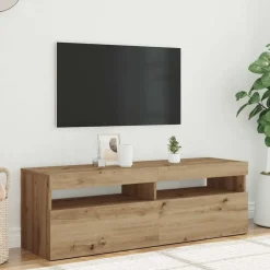 vidaXL Tv-meubel met LED 120x35x40 cm bewerkt hout artisanaal eiken