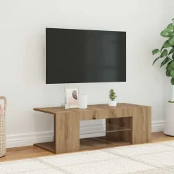 vidaXL Tv-meubel met LED 90x39x30 cm bewerkt hout artisanaal eiken