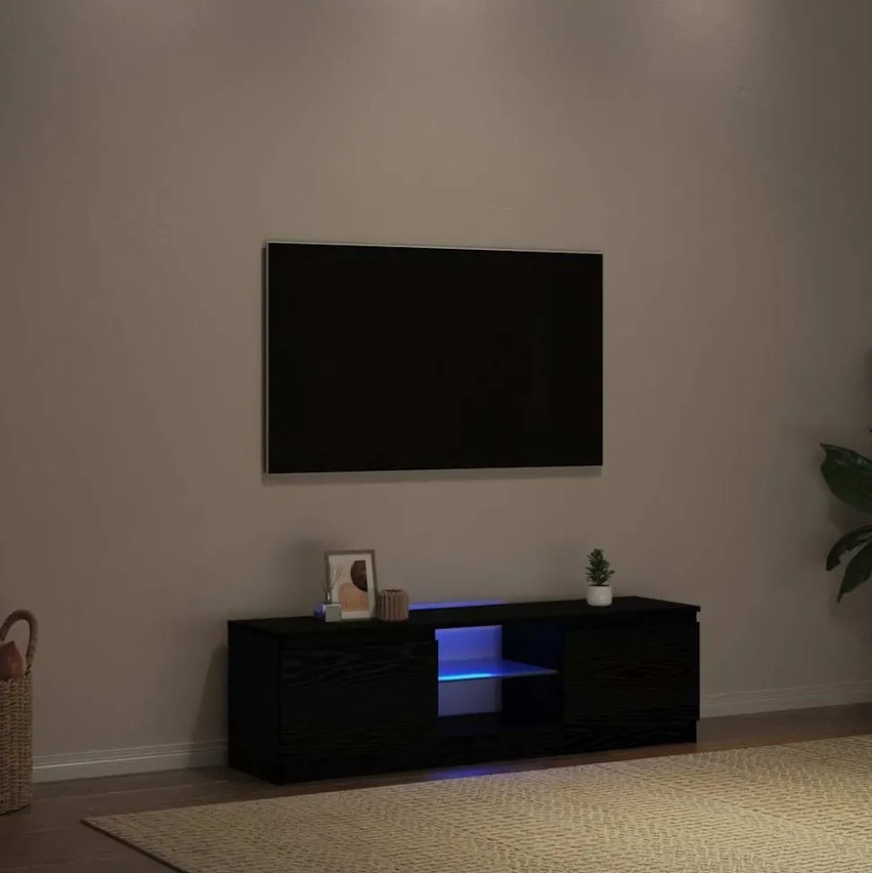 vidaXL Tv-meubel met LED 120x30x36 cm bewerkt hout zwart eiken