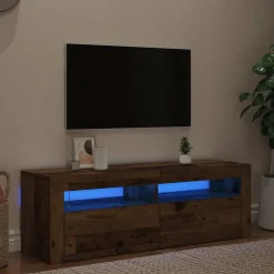 vidaXL Tv-meubel met LED 120x35x40 cm bewerkt hout oud hout
