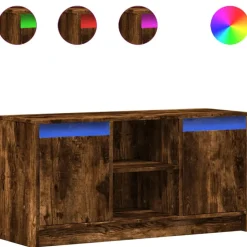 vidaXL Tv-meubel met LED 100x34x50 cm bewerkt hout gerookt eikenkleur