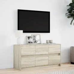 vidaXL Tv-meubel met LED 100x34x50 cm bewerkt hout sonoma eikenkleurig