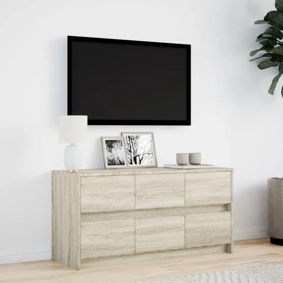 vidaXL Tv-meubel met LED 100x34x50 cm bewerkt hout sonoma eikenkleurig