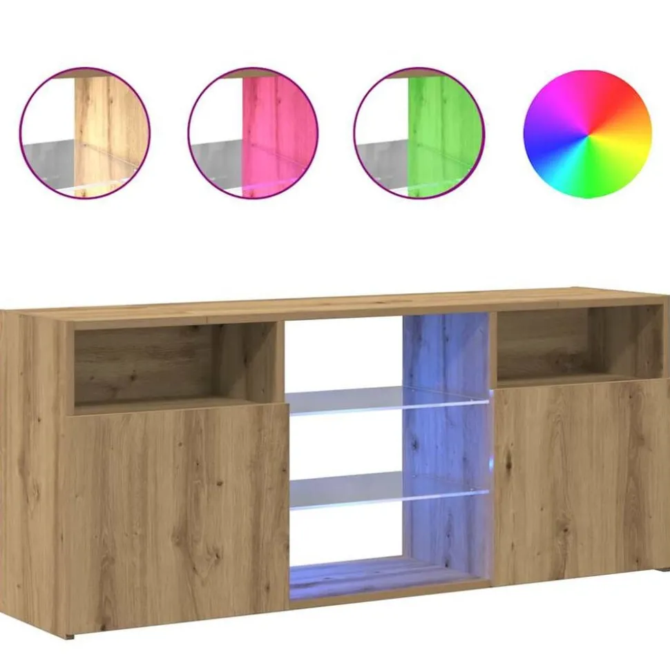 vidaXL Tv-meubel met LED 120x30x50 cm bewerkt hout artisanaal eiken