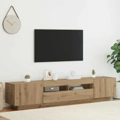 vidaXL Tv-meubel met LED 200x35x40 cm bewerkt hout artisanaal eiken