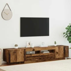 vidaXL Tv-meubel met LED 200x35x40 cm bewerkt hout oud hout